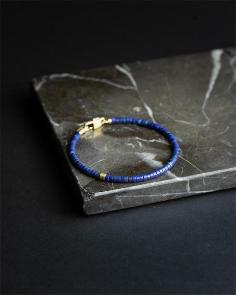 2 mm Armband mit Lapislazuli-Steinen und Titanelement - Sphera Blue